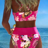 Lorena - Bikini ar kontrastējošu ziedu rakstu un šķēlumu