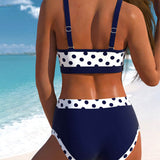 Elisabete - Augsta Jostas Bikinis ar Punktiem un Patchwork Dizainu