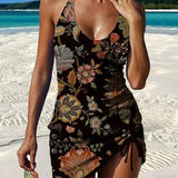 Filipa - Ziedu grafiska tankini ar šortiem, plakana vēdera efekts