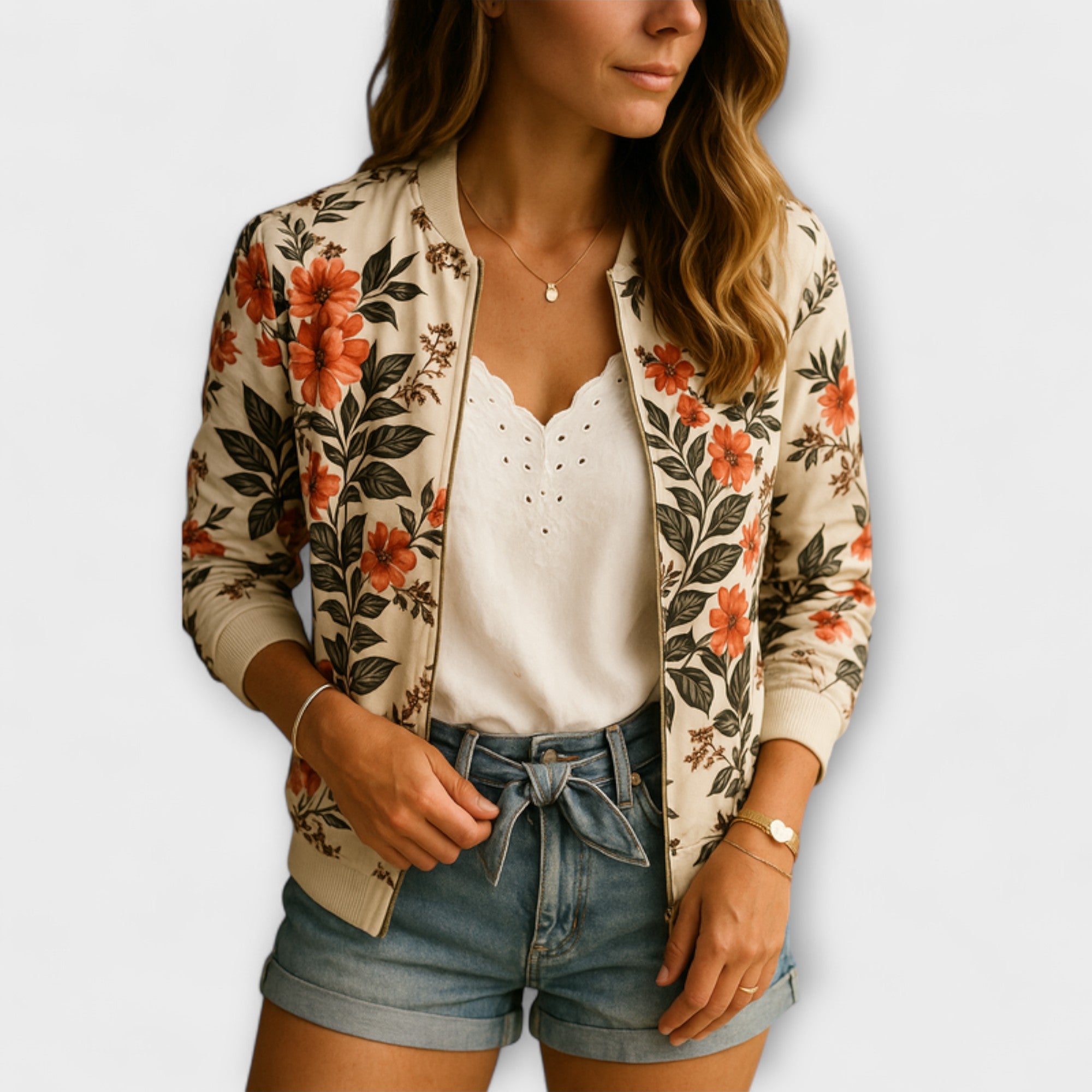 Andreia - Elegants ziedu bomber jaka