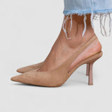 Marlena - Slingback pumpi nude ar plānu papēdi
