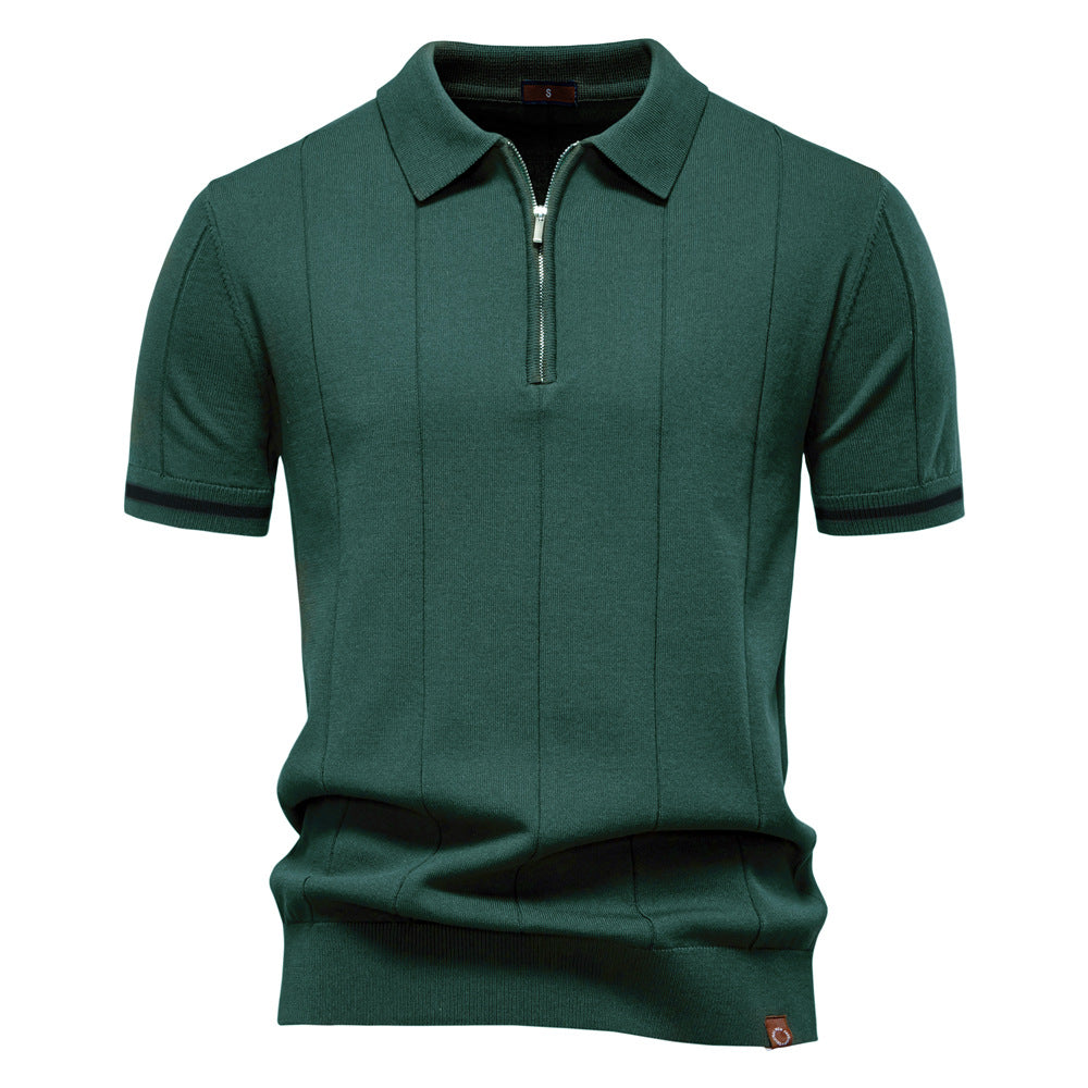 Polo ar Pusē Zipper - Vertikāla Tekstūra