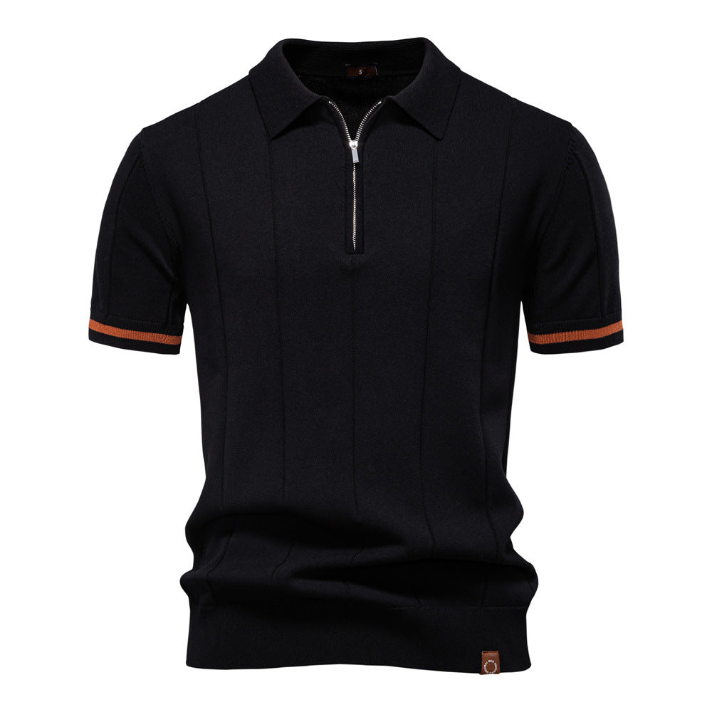Polo ar Pusē Zipper - Vertikāla Tekstūra