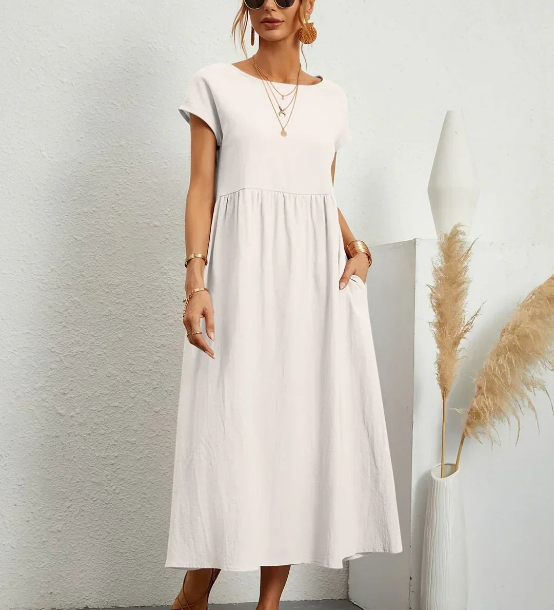 Gabrielle — Midi plūstoša kleita ar mūžīgu eleganci