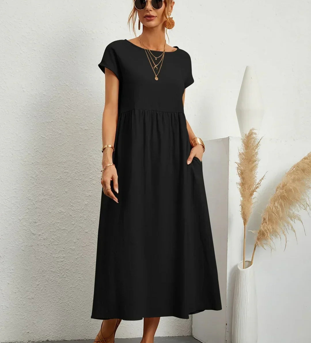 Gabrielle — Midi plūstoša kleita ar mūžīgu eleganci