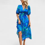 Clara – eleganta ziedu midi kleita