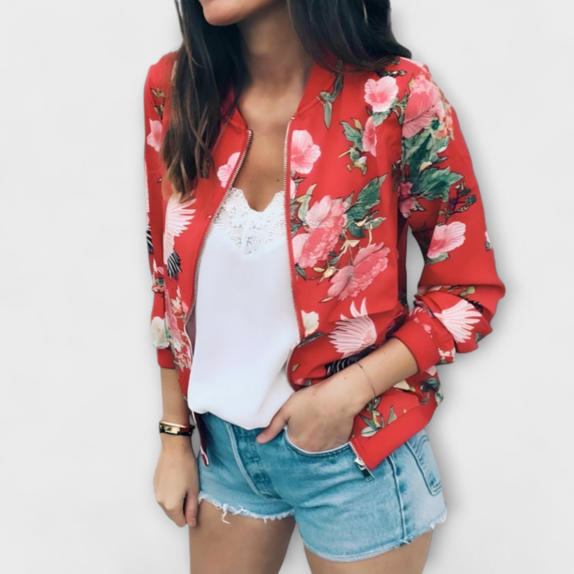 Andreia - Elegants ziedu bomber jaka