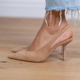 Marlena - Slingback pumpi nude ar plānu papēdi