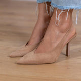 Marlena - Slingback pumpi nude ar plānu papēdi